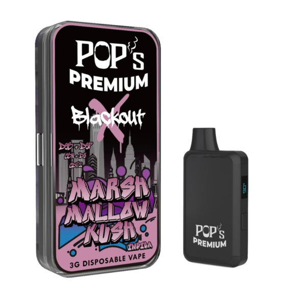 Pop's Blackout Series Marshmallow Kush (Hybrid) D9 THCp, THCb, & D8 THC 3g Disposable Vape