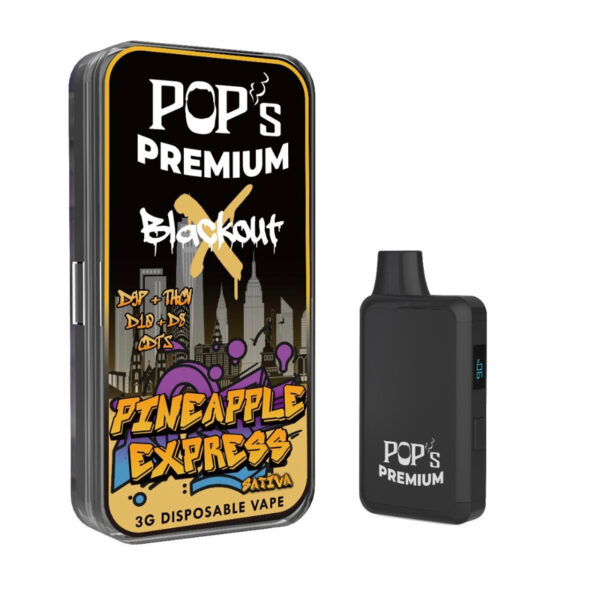 Pop's Blackout Series Pineapple Express (Sativa) D9 THCp, D10 THC, & D8 THC 3g Disposable Vape