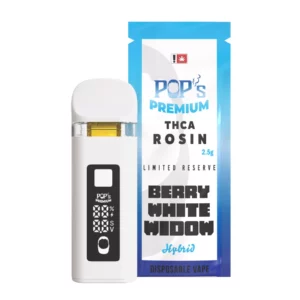 NEW Pop’s Berry White Widow (Hybrid) 2.5g THCA Rosin Disposable Vape