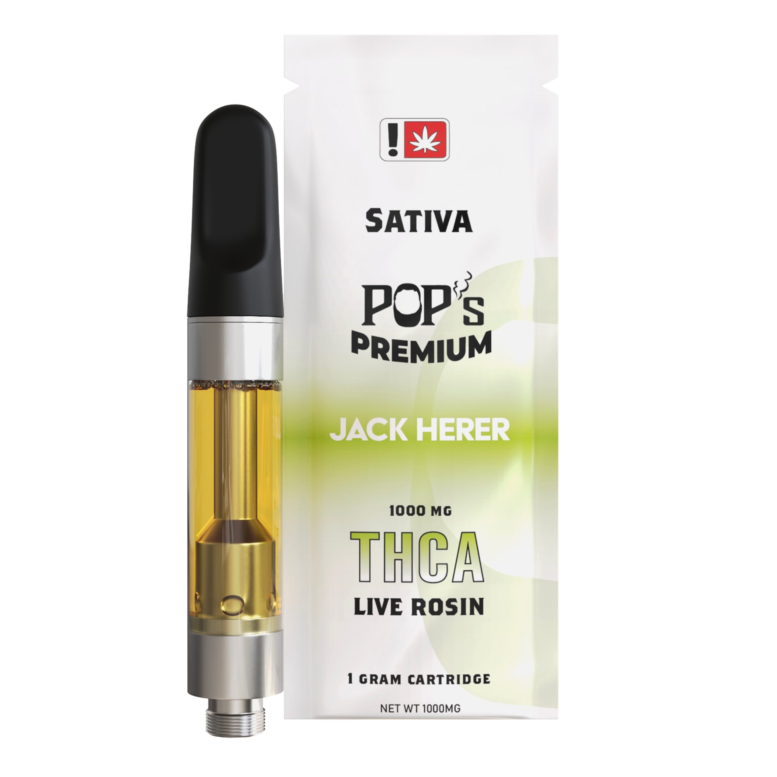 Pop’s Jack Herer (Sativa) 1g THCA Rosin Vape Cartridge