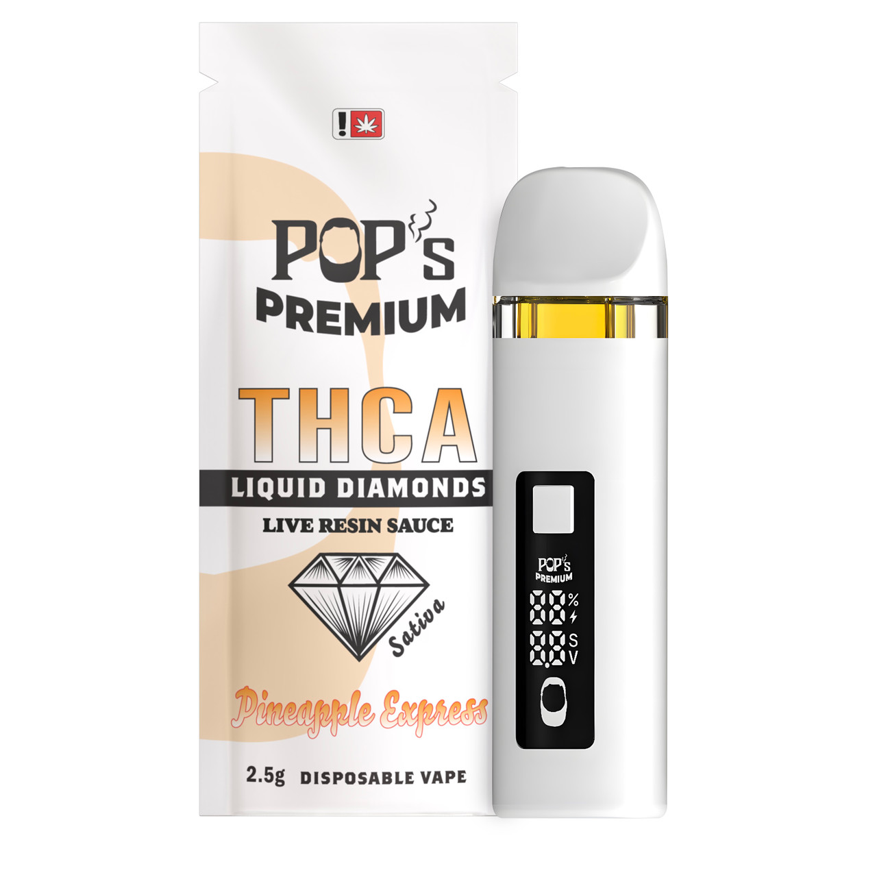 Pop’s Premium Pineapple Express (Sativa) 2.5g THCa Liquid Diamond Disposable Vape